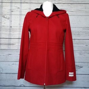 St Johns Bay Winter Coat Parka Red Wool Cashmere